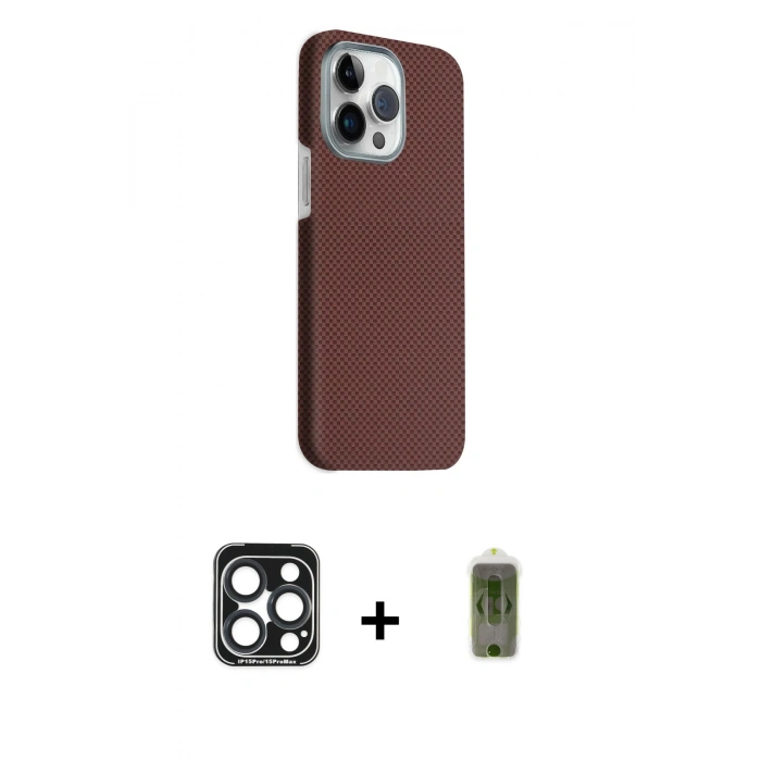 MARSİLYAN™- iPhone 15 Pro Max Kılıf Kozmos Klasik Prime - Siyah Joko Magic 5D Hayalet Cam + PVD Metal Kamera Lens - LT
