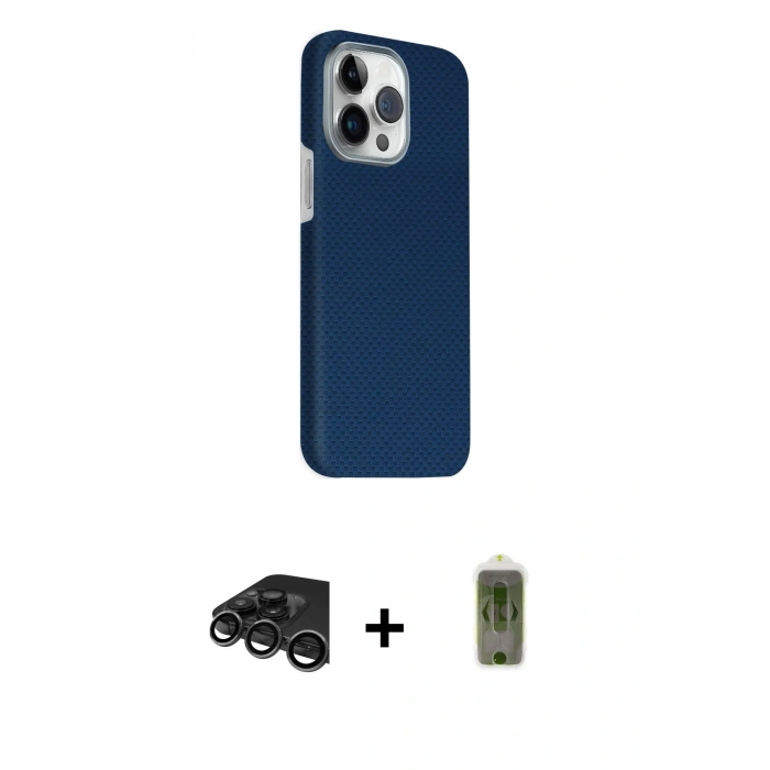 MARSİLYAN™- iPhone 15 Pro Max Kılıf Kozmos Klasik Prime - Siyah Joko Magic 5D Hayalet Cam + Raze Metal Kamera Lens - TMGI
