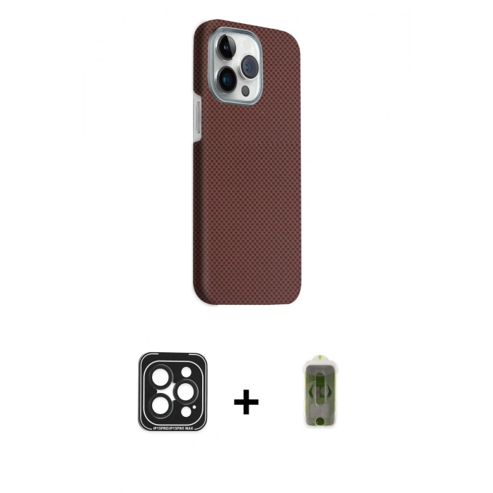 MARSİLYAN™- iPhone 15 Pro Max Kılıf Kozmos Klasik Prime - Siyah Joko Magic 5D Hayalet Cam + Siyah PVD Metal Kamera Lens