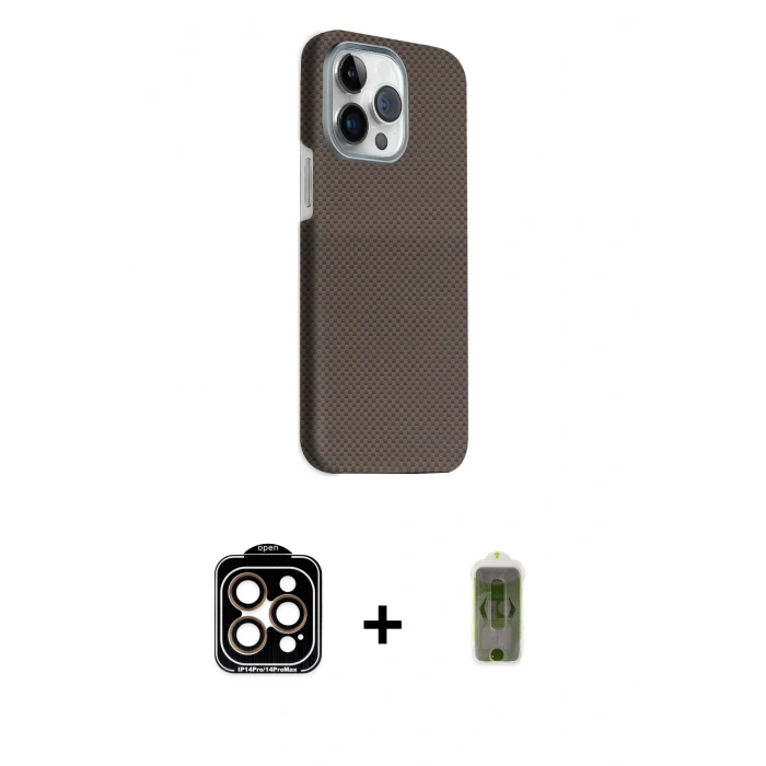 MARSİLYAN™- iPhone 15 Pro Max Kılıf Kozmos Klasik Prime - Siyah Joko Magic 5D Hayalet Cam + PVD Metal Kamera Lens - TU