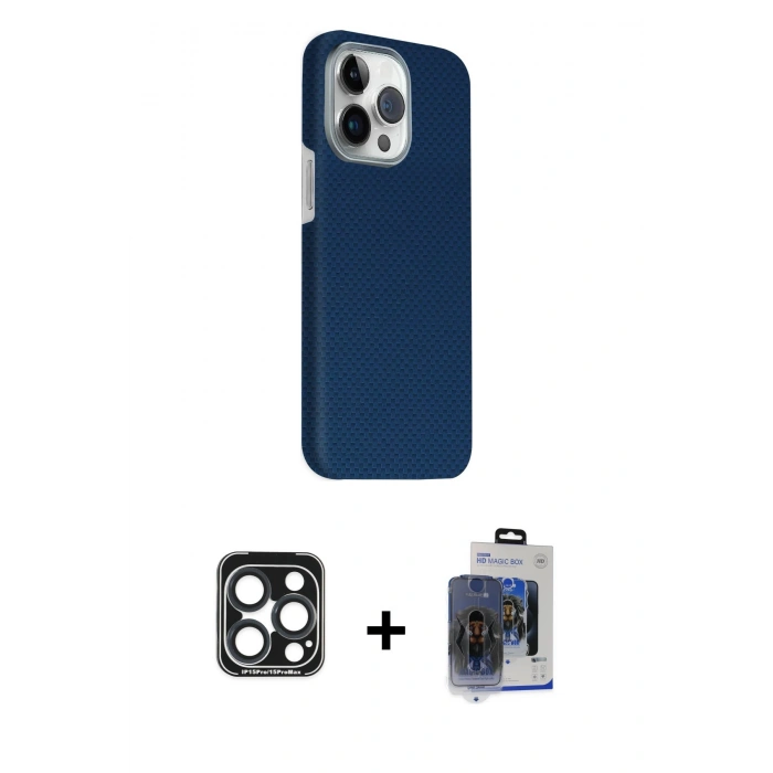 MARSİLYAN™- iPhone 15 Pro Max Kılıf Kozmos Klasik Prime - Siyah Vanessa Magic Cam + PVD Metal Kamera Lens - LT