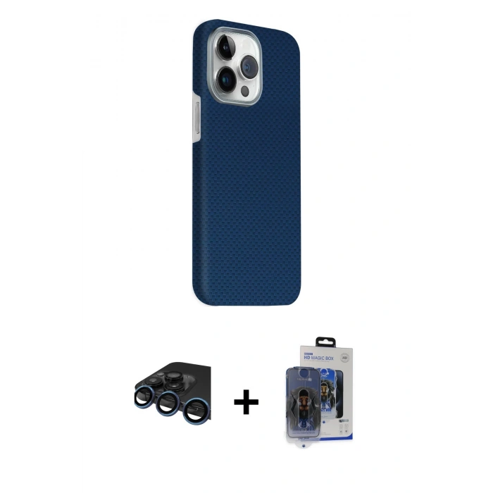 MARSİLYAN™- iPhone 15 Pro Max Kılıf Kozmos Klasik Prime - Siyah Vanessa Magic Cam + Raze Metal Kamera Lens - LT