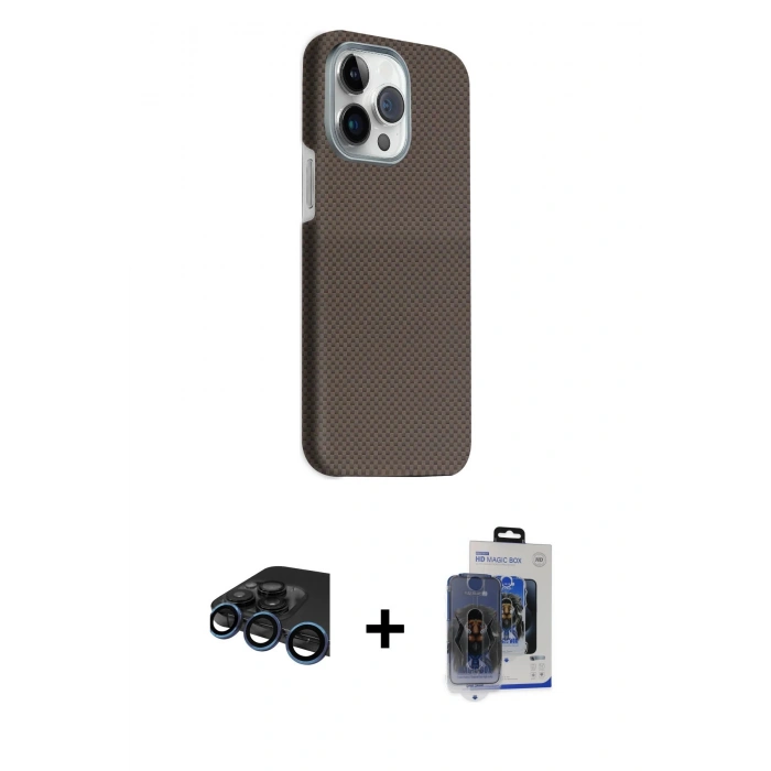 MARSİLYAN™- iPhone 15 Pro Max Kılıf Kozmos Klasik Prime - Siyah Vanessa Magic Cam + Raze Metal Kamera Lens - LT