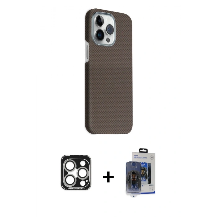 MARSİLYAN™- iPhone 15 Pro Max Kılıf Kozmos Klasik Prime - Siyah Vanessa Magic Cam + PVD Metal Kamera Lens - GS