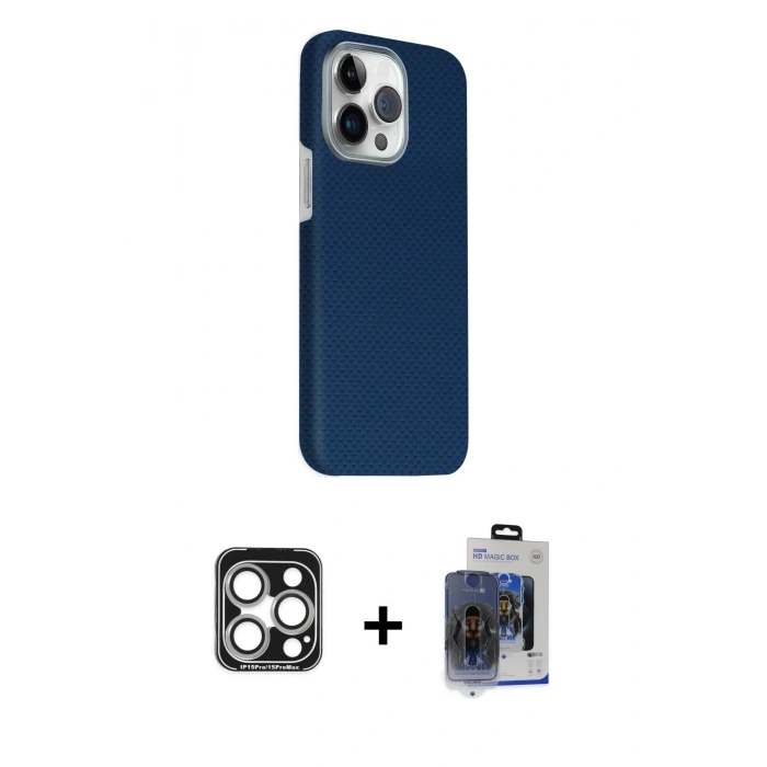MARSİLYAN™- iPhone 15 Pro Max Kılıf Kozmos Klasik Prime - Siyah Vanessa Magic Cam + PVD Metal Kamera Lens - GS