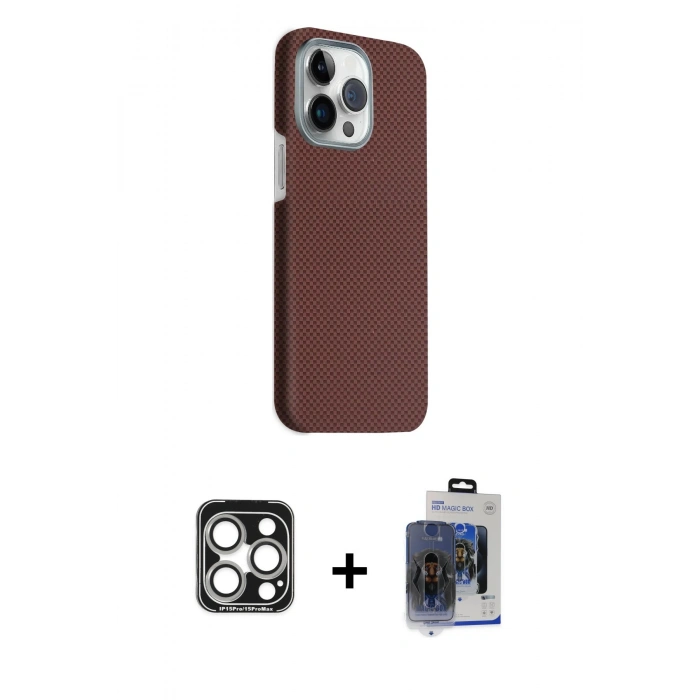 MARSİLYAN™- iPhone 15 Pro Max Kılıf Kozmos Klasik Prime - Siyah Vanessa Magic Cam + PVD Metal Kamera Lens - GS