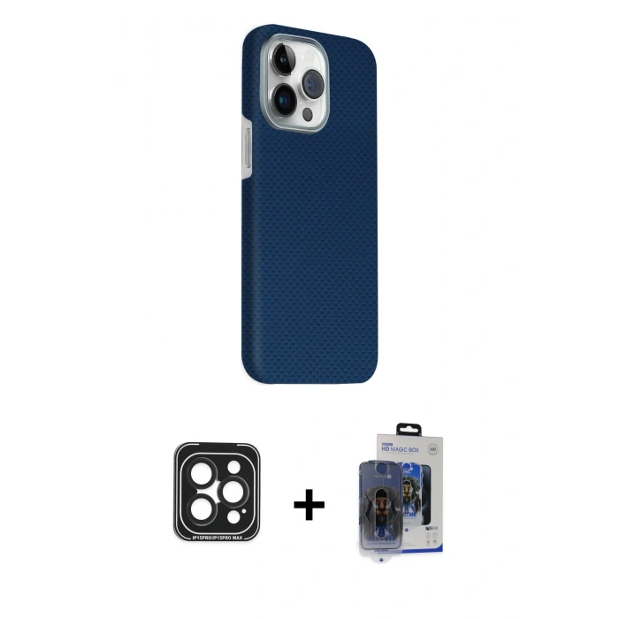 MARSİLYAN™- iPhone 15 Pro Max Kılıf Kozmos Klasik Prime - Siyah Vanessa Magic Cam + PVD Metal Kamera Lens - SH