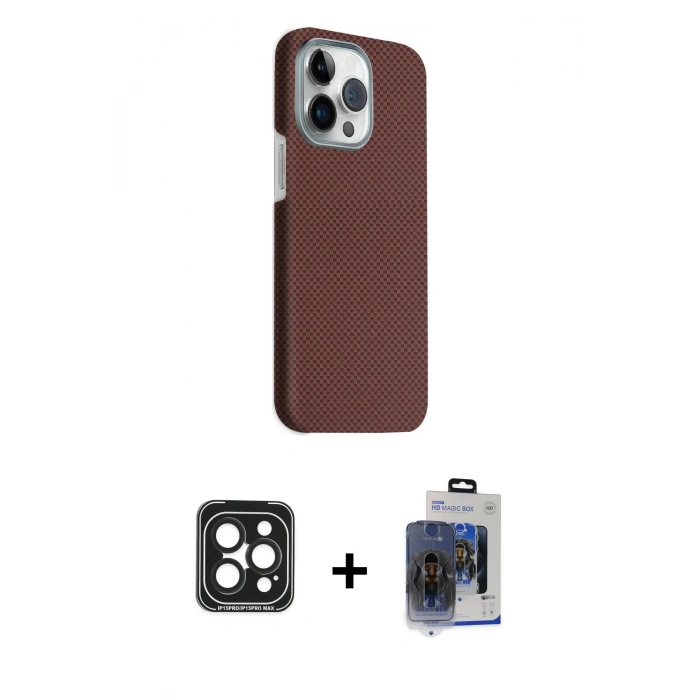 MARSİLYAN™- iPhone 15 Pro Max Kılıf Kozmos Klasik Prime - Siyah Vanessa Magic Cam + PVD Metal Kamera Lens - SH