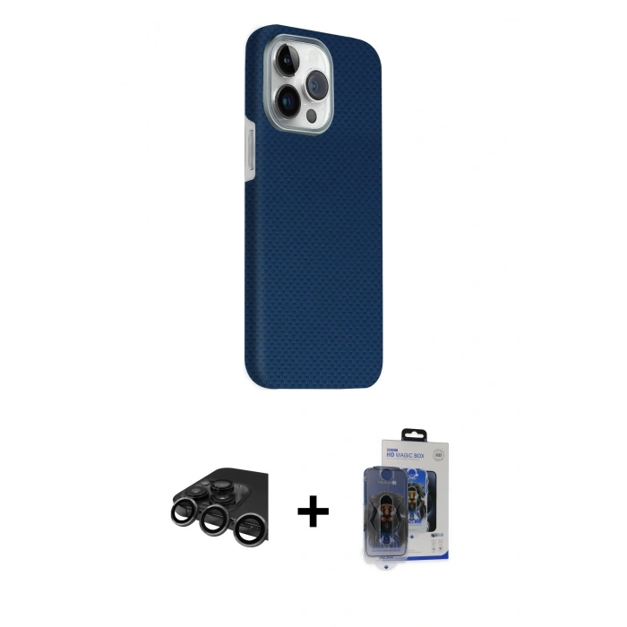 MARSİLYAN™- iPhone 15 Pro Max Kılıf Kozmos Klasik Prime - Siyah Vanessa Magic Cam + Raze Metal Kamera Lens - TMGI