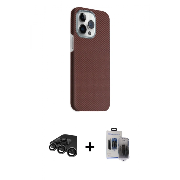 MARSİLYAN™- iPhone 15 Pro Max Kılıf Kozmos Klasik Prime - Siyah Vanessa Magic Hayalet Cam + Raze Metal Kamera Lens - TMGI