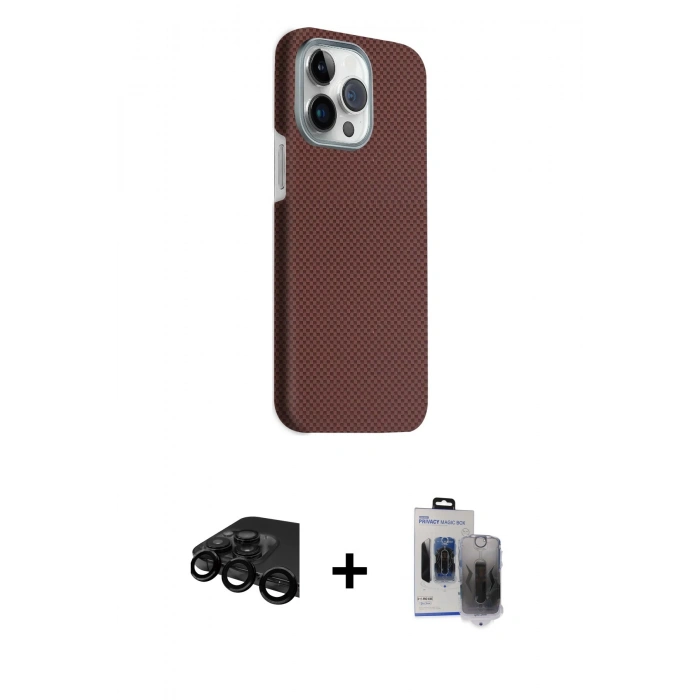 MARSİLYAN™- iPhone 15 Pro Max Kılıf Kozmos Klasik Prime - Siyah Vanessa Magic Hayalet Cam + Raze Metal Kamera Lens - SH