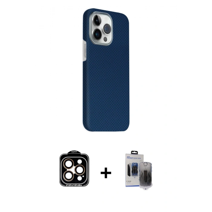 MARSİLYAN™- iPhone 15 Pro Max Kılıf Kozmos Klasik Prime - Siyah Vanessa Magic Hayalet Cam + PVD Metal Kamera Lens - TU