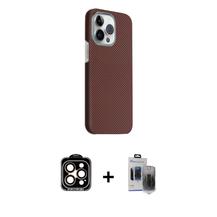 MARSİLYAN™- iPhone 15 Pro Max Kılıf Kozmos Klasik Prime - Siyah Vanessa Magic Hayalet Cam + PVD Metal Kamera Lens - TU