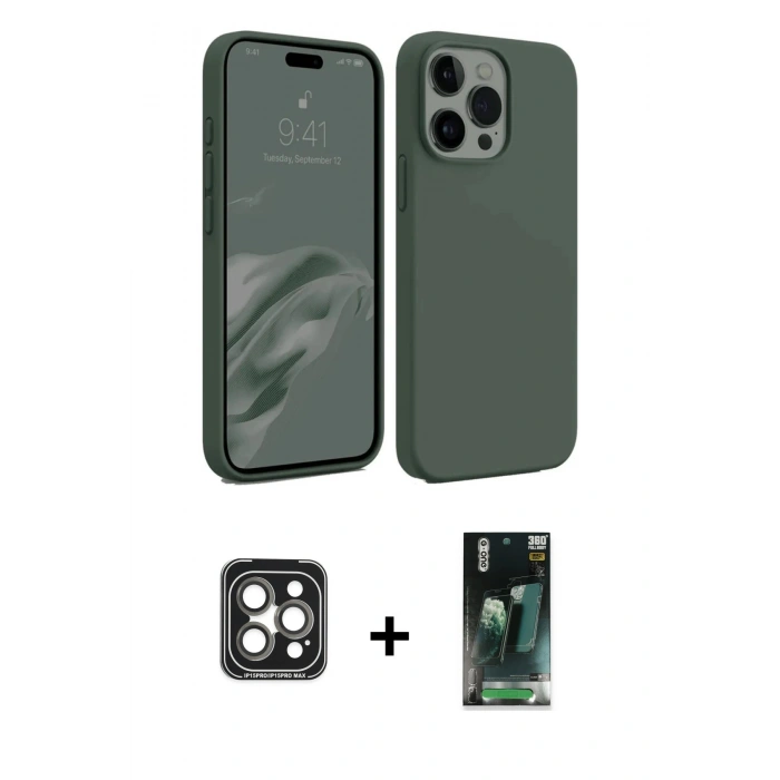 MARSİLYAN™- iPhone 15 Pro Max Kılıf Kozmos Yansıma Özel Seri - Şeffaf 360 Full Body Arka Koruyucu + PVD Metal Kamera Lens - GI