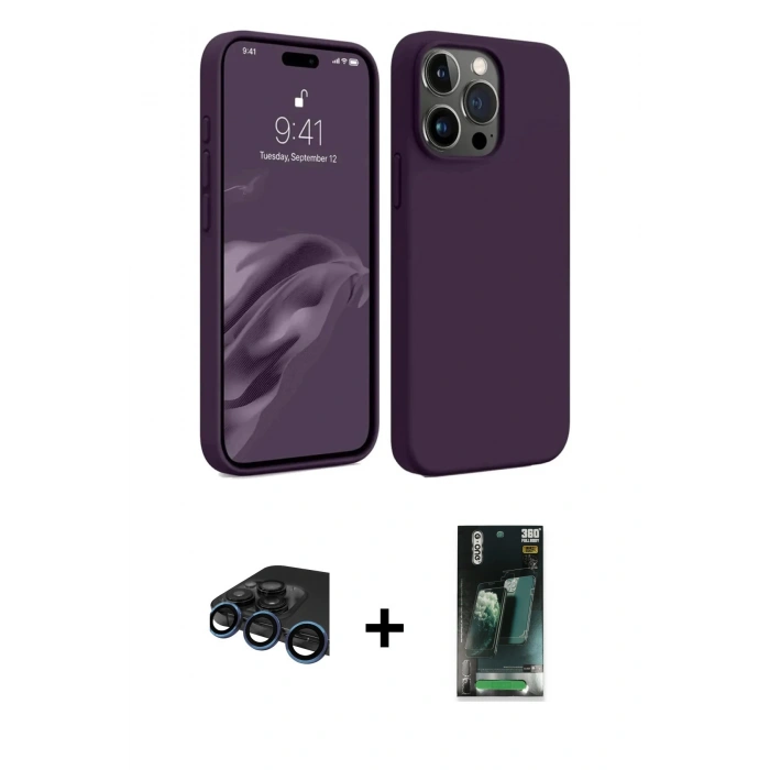 MARSİLYAN™- iPhone 15 Pro Max Kılıf Kozmos Yansıma Özel Seri - Şeffaf 360 Full Body Arka Koruyucu + Raze Metal Kamera Lens - LT