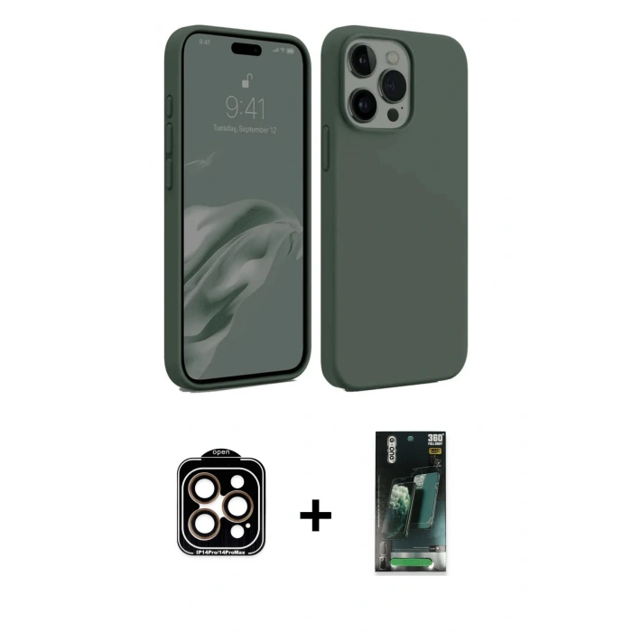 MARSİLYAN™- iPhone 15 Pro Max Kılıf Kozmos Yansıma Özel Seri - Şeffaf 360 Full Body Arka Koruyucu + PVD Metal Kamera Lens - TU