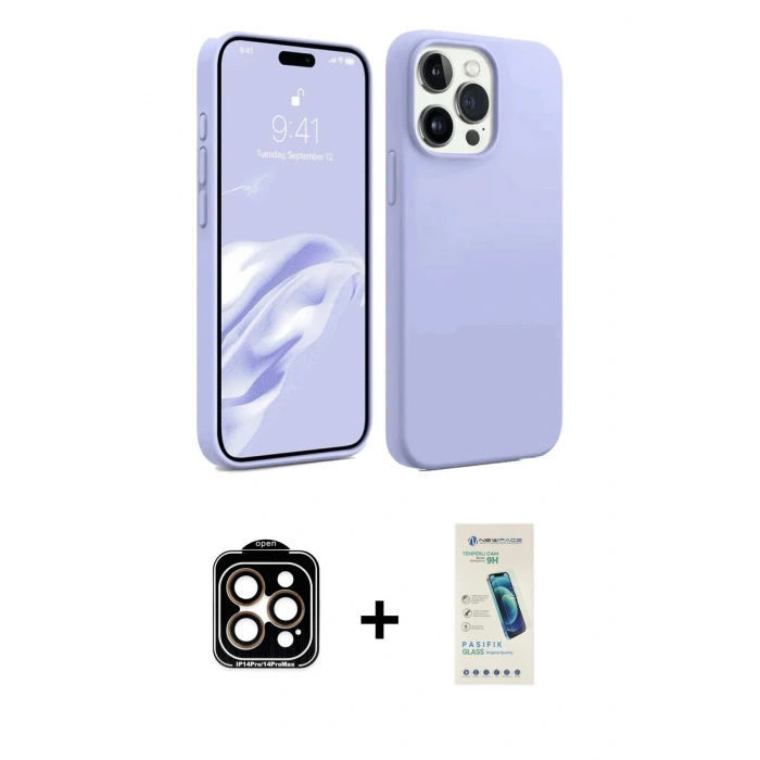 MARSİLYAN™- iPhone 15 Pro Max Kılıf Kozmos Yansıma Özel Seri - Şeffaf Pasifik Cam Ekran Koruyucu + PVD Metal Kamera Lens - TU