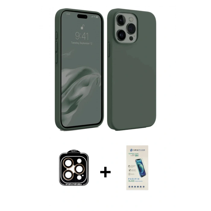 MARSİLYAN™- iPhone 15 Pro Max Kılıf Kozmos Yansıma Özel Seri - Şeffaf Pasifik Cam Ekran Koruyucu + PVD Metal Kamera Lens - TU