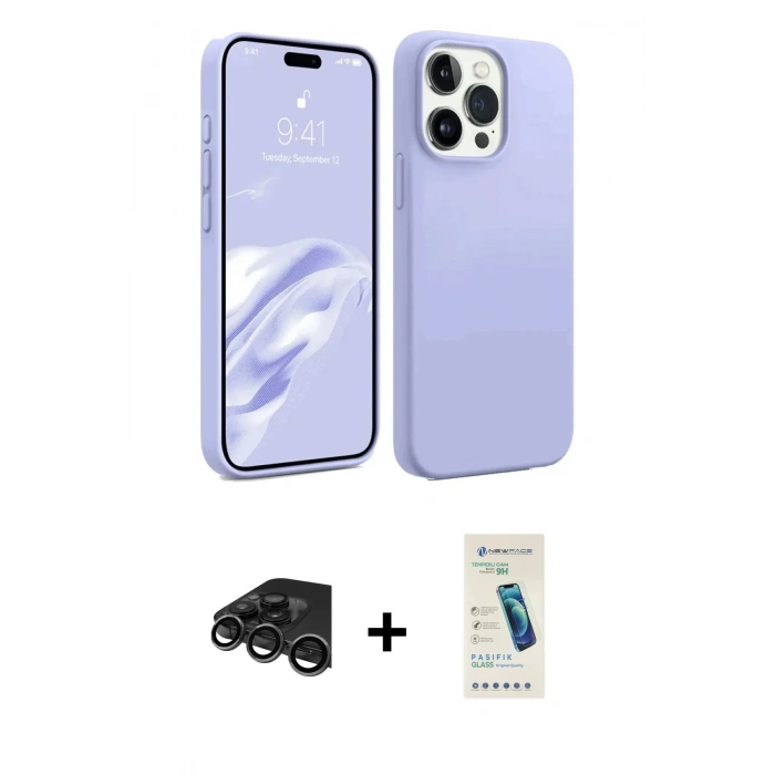 MARSİLYAN™- iPhone 15 Pro Max Kılıf Kozmos Yansıma Özel Seri - Şeffaf Pasifik Cam Ekran Koruyucu + Raze Metal Kamera Lens - TMGI
