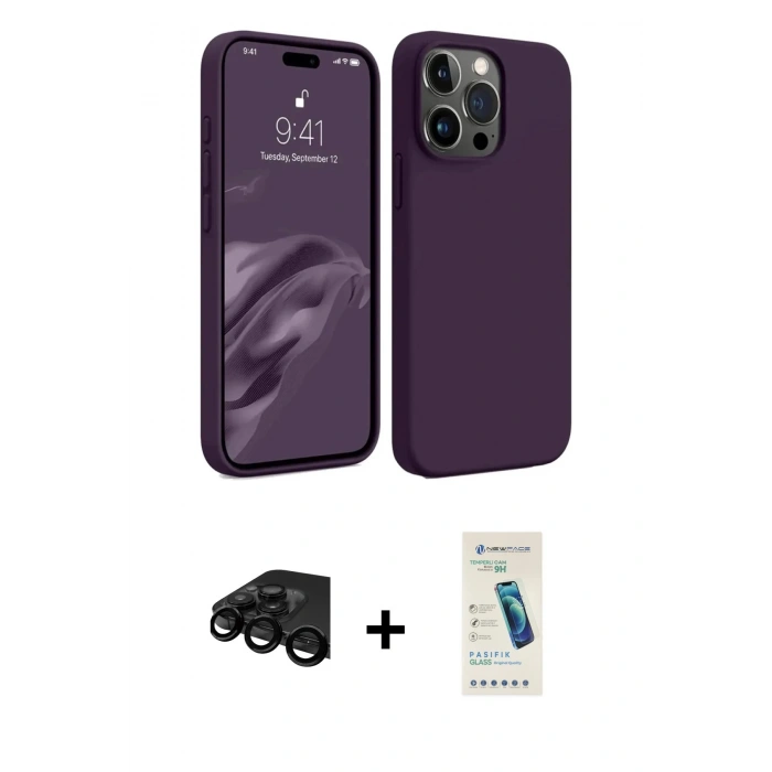 MARSİLYAN™- iPhone 15 Pro Max Kılıf Kozmos Yansıma Özel Seri - Şeffaf Pasifik Cam Ekran Koruyucu + Raze Metal Kamera Lens - SH