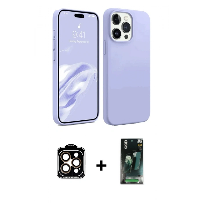 MARSİLYAN™- iPhone 15 Pro Max Kılıf Kozmos Yansıma Özel Seri - Siyah 360 Mat Full Body Arka Koruyucu + PVD Metal Kamera Lens - TU