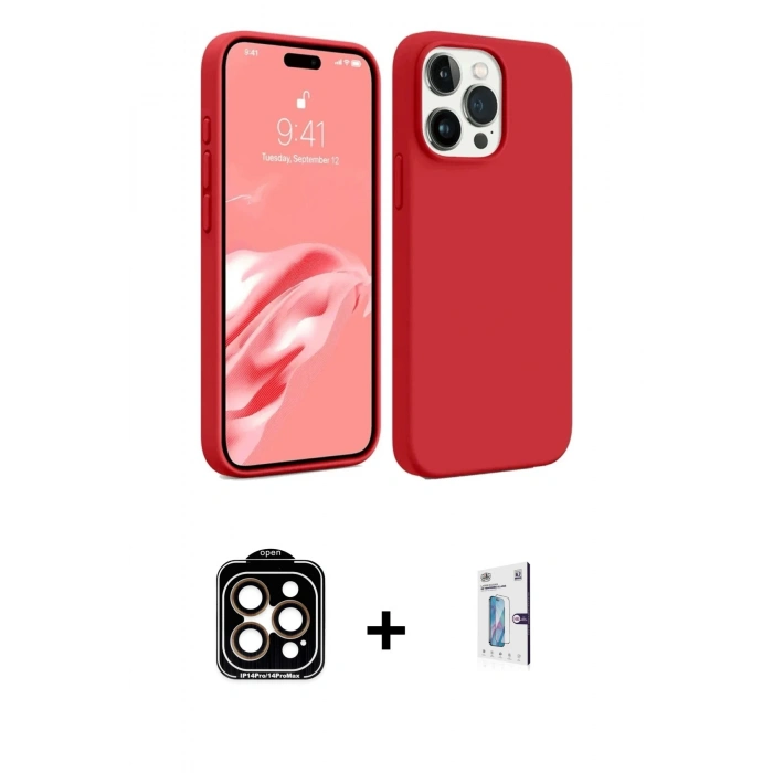 MARSİLYAN™- iPhone 15 Pro Max Kılıf Kozmos Yansıma Özel Seri - Siyah Bilvis 0.18mm Plus Cam Ekran Koruyucu + PVD Metal Kamera Lens - TU