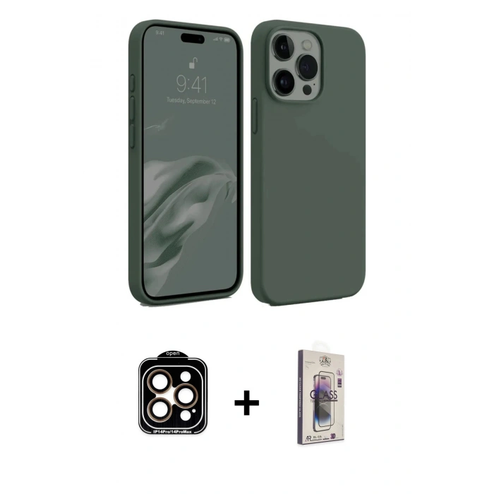 MARSİLYAN™- iPhone 15 Pro Max Kılıf Kozmos Yansıma Özel Seri - Siyah Bilvis 3D Cam Ekran Koruyucu + PVD Metal Kamera Lens - TU