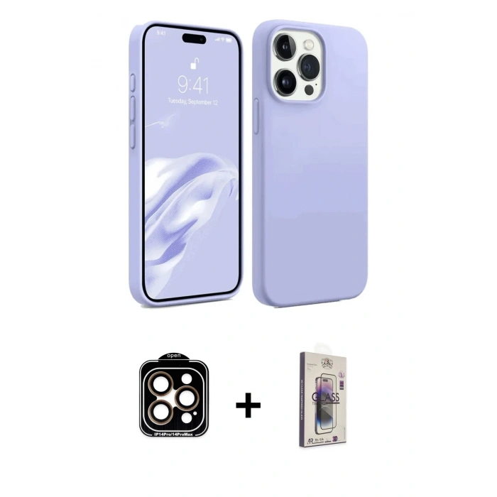 MARSİLYAN™- iPhone 15 Pro Max Kılıf Kozmos Yansıma Özel Seri - Siyah Bilvis 3D Cam Ekran Koruyucu + PVD Metal Kamera Lens - TU