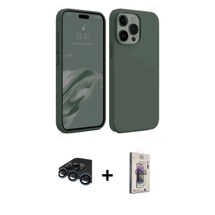 MARSİLYAN™- iPhone 15 Pro Max Kılıf Kozmos Yansıma Özel Seri - Siyah Bilvis 3D Cam Ekran Koruyucu + Raze Metal Kamera Lens - LT