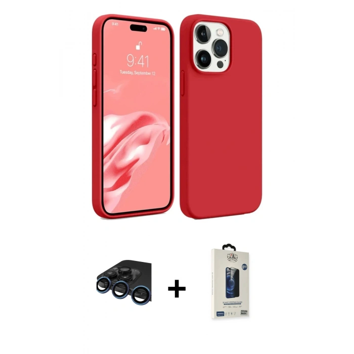 MARSİLYAN™- iPhone 15 Pro Max Kılıf Kozmos Yansıma Özel Seri - Siyah Bilvis Hayalet Cam Ekran Koruyucu + Raze Metal Kamera Lens - LT