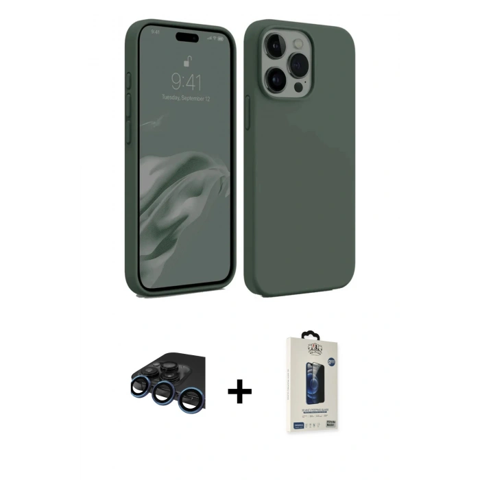 MARSİLYAN™- iPhone 15 Pro Max Kılıf Kozmos Yansıma Özel Seri - Siyah Bilvis Hayalet Cam Ekran Koruyucu + Raze Metal Kamera Lens - LT