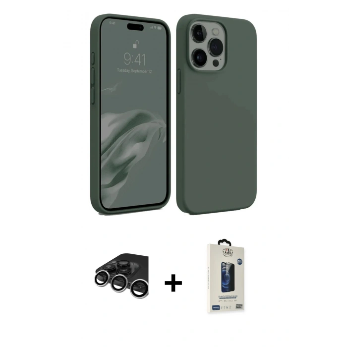 MARSİLYAN™- iPhone 15 Pro Max Kılıf Kozmos Yansıma Özel Seri - Siyah Bilvis Hayalet Cam Ekran Koruyucu + Raze Metal Kamera Lens - GS