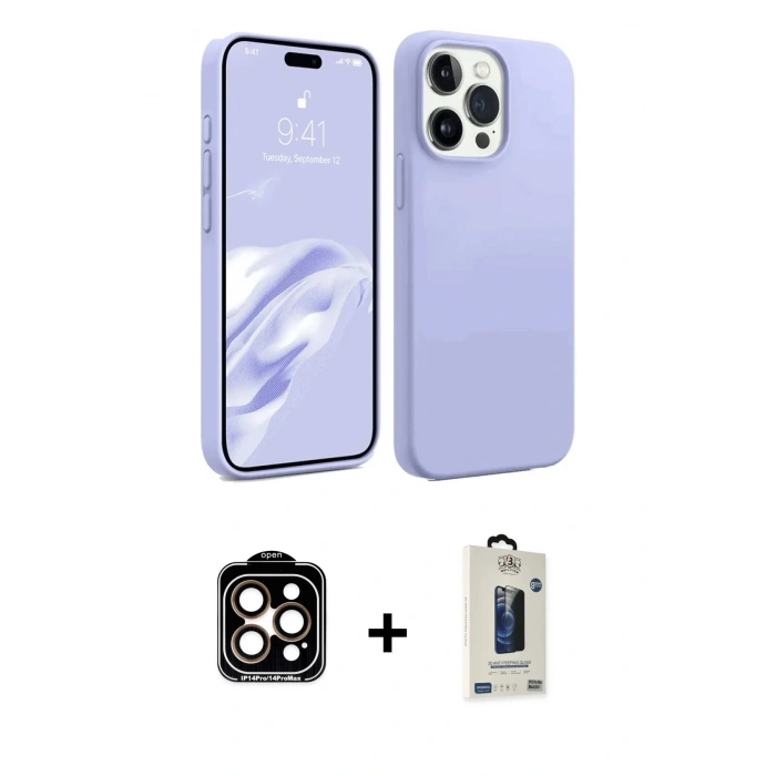 MARSİLYAN™- iPhone 15 Pro Max Kılıf Kozmos Yansıma Özel Seri - Siyah Bilvis Hayalet Cam Ekran Koruyucu + PVD Metal Kamera Lens - TU