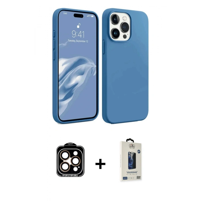MARSİLYAN™- iPhone 15 Pro Max Kılıf Kozmos Yansıma Özel Seri - Siyah Bilvis Hayalet Cam Ekran Koruyucu + PVD Metal Kamera Lens - TU