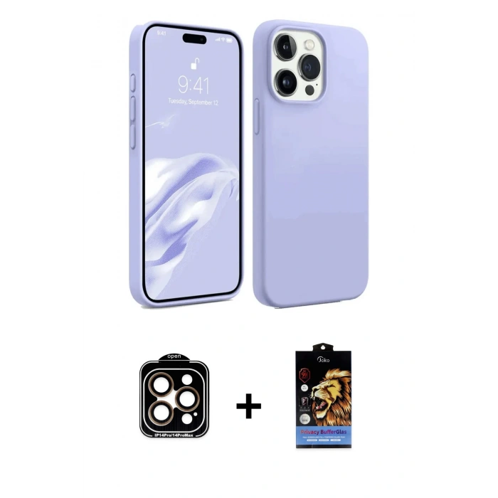 MARSİLYAN™- iPhone 15 Pro Max Kılıf Kozmos Yansıma Özel Seri - Siyah Buffer Hayalet Cam Ekran Koruyucu + PVD Metal Kamera Lens - TU