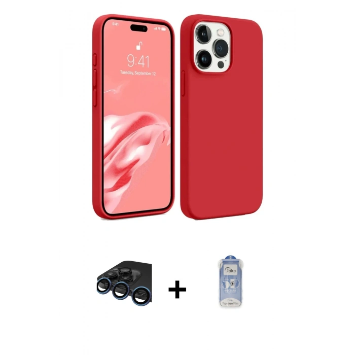 MARSİLYAN™- iPhone 15 Pro Max Kılıf Kozmos Yansıma Özel Seri - Siyah Joko Magic 5D Cam + Raze Metal Kamera Lens - LT