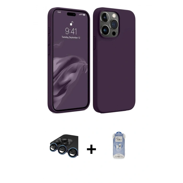 MARSİLYAN™- iPhone 15 Pro Max Kılıf Kozmos Yansıma Özel Seri - Siyah Joko Magic 5D Cam + Raze Metal Kamera Lens - LT