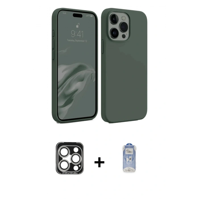 MARSİLYAN™- iPhone 15 Pro Max Kılıf Kozmos Yansıma Özel Seri - Siyah Joko Magic 5D Cam + PVD Metal Kamera Lens - GS