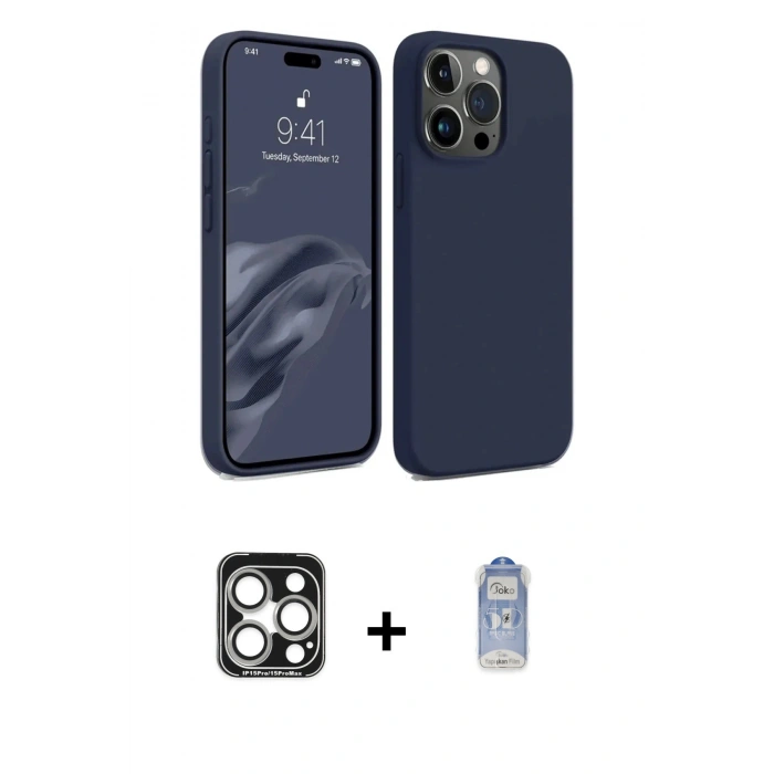 MARSİLYAN™- iPhone 15 Pro Max Kılıf Kozmos Yansıma Özel Seri - Siyah Joko Magic 5D Cam + PVD Metal Kamera Lens - GS