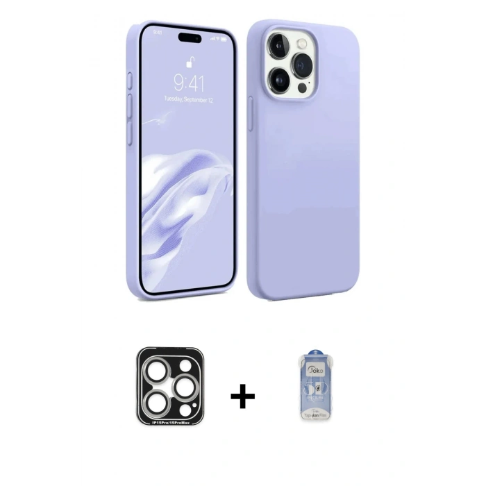 MARSİLYAN™- iPhone 15 Pro Max Kılıf Kozmos Yansıma Özel Seri - Siyah Joko Magic 5D Cam + PVD Metal Kamera Lens - GS
