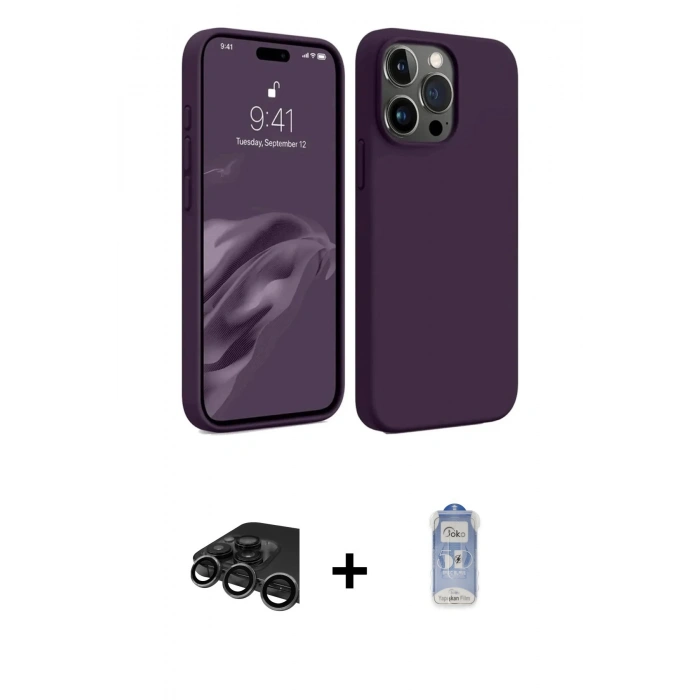 MARSİLYAN™- iPhone 15 Pro Max Kılıf Kozmos Yansıma Özel Seri - Siyah Joko Magic 5D Cam + Raze Metal Kamera Lens - TMGI