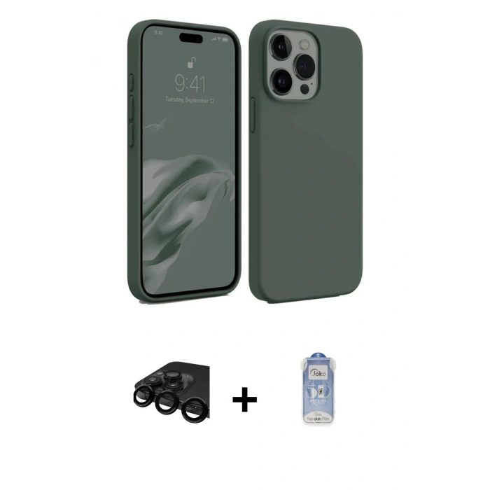 MARSİLYAN™- iPhone 15 Pro Max Kılıf Kozmos Yansıma Özel Seri - Siyah Joko Magic 5D Cam + Raze Metal Kamera Lens - SH