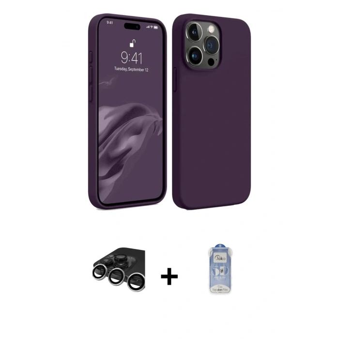 MARSİLYAN™- iPhone 15 Pro Max Kılıf Kozmos Yansıma Özel Seri - Siyah Joko Magic 5D Cam + Raze Metal Kamera Lens - GS
