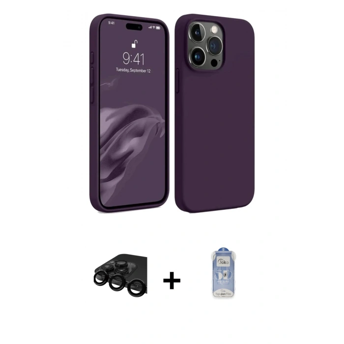 MARSİLYAN™- iPhone 15 Pro Max Kılıf Kozmos Yansıma Özel Seri - Siyah Joko Magic 5D Cam + Raze Metal Kamera Lens - SH
