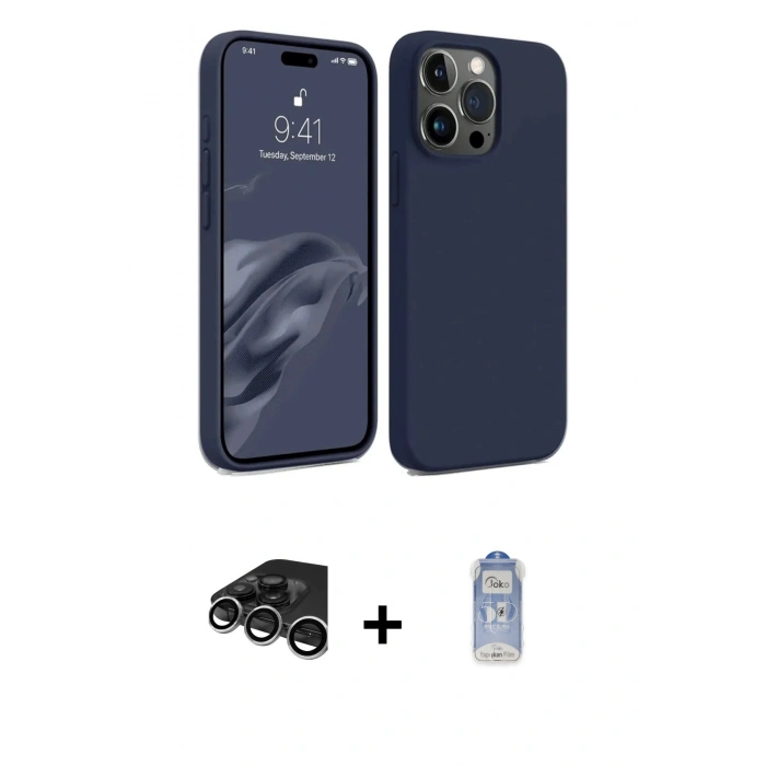 MARSİLYAN™- iPhone 15 Pro Max Kılıf Kozmos Yansıma Özel Seri - Siyah Joko Magic 5D Cam + Raze Metal Kamera Lens - GS