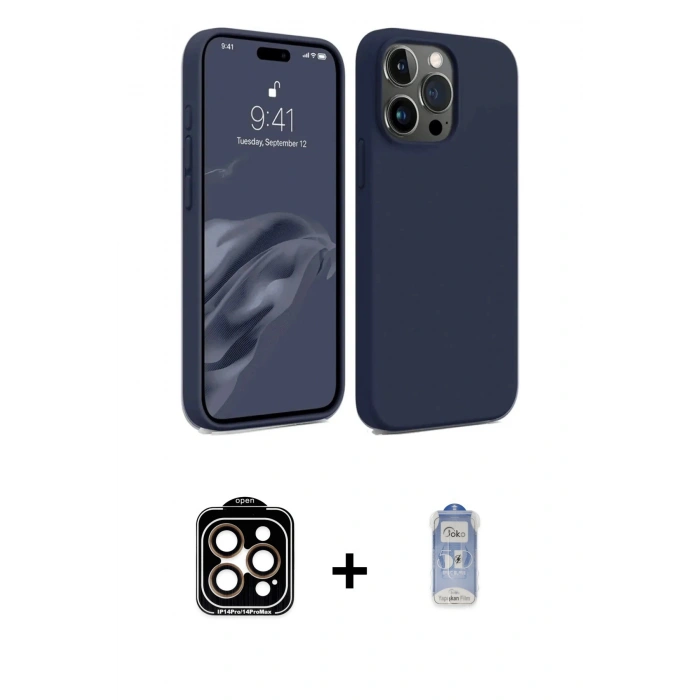 MARSİLYAN™- iPhone 15 Pro Max Kılıf Kozmos Yansıma Özel Seri - Siyah Joko Magic 5D Cam + PVD Metal Kamera Lens - TU