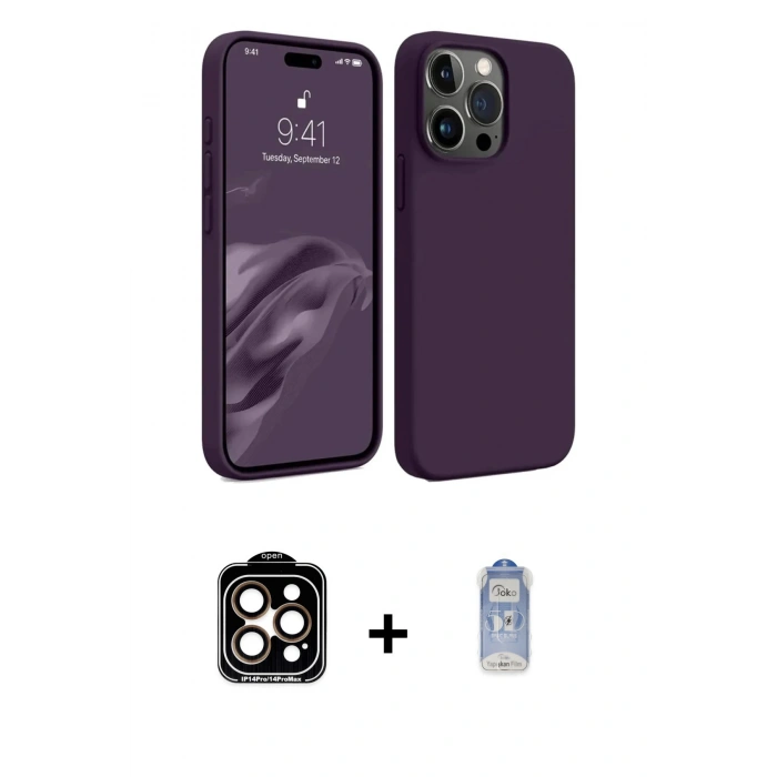 MARSİLYAN™- iPhone 15 Pro Max Kılıf Kozmos Yansıma Özel Seri - Siyah Joko Magic 5D Cam + PVD Metal Kamera Lens - TU