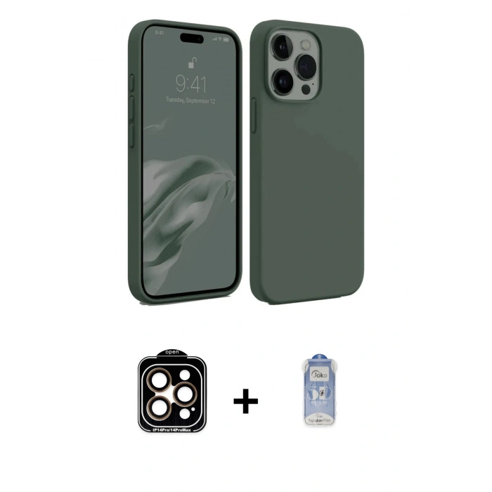 MARSİLYAN™- iPhone 15 Pro Max Kılıf Kozmos Yansıma Özel Seri - Siyah Joko Magic 5D Cam + PVD Metal Kamera Lens - TU