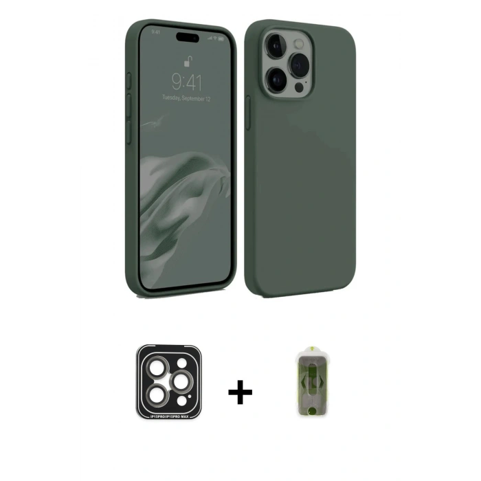 MARSİLYAN™- iPhone 15 Pro Max Kılıf Kozmos Yansıma Özel Seri - Siyah Joko Magic 5D Hayalet Cam + PVD Metal Kamera Lens - GI