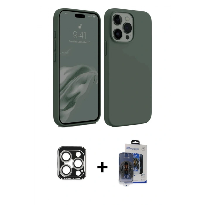 MARSİLYAN™- iPhone 15 Pro Max Kılıf Kozmos Yansıma Özel Seri - Siyah Vanessa Magic Cam + PVD Metal Kamera Lens - GS
